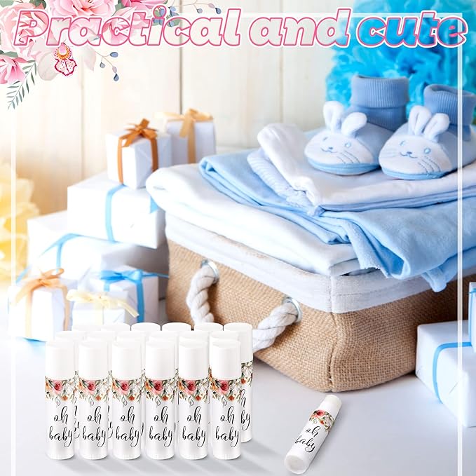 40 Pieces Lip Balm Bulk Baby Shower Jasmine Lip Balm Favors Floral Moisturizing Lip Balm for Women Children Men Girl kids Gender Reveal Favors Gift Baskets (Flower)-BrightBean Baby