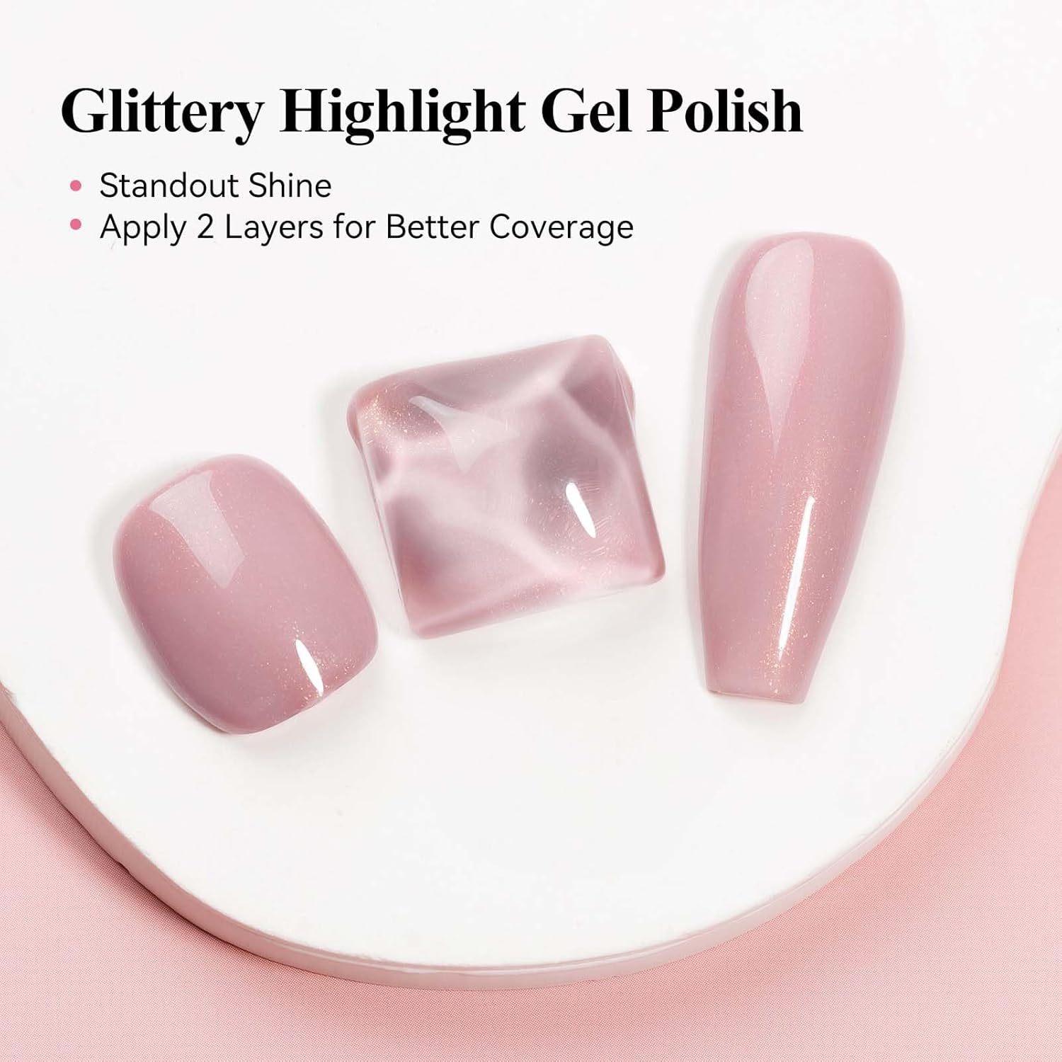 Glitter Gel Nail Polish, Light Pink Jelly Shimmer Iridescent Gel Polish Holographic Neutral Color Natural Translucent Soak Off UV Gel Polish for Nail Art Salon at Home, 12ML-BrightBean Baby
