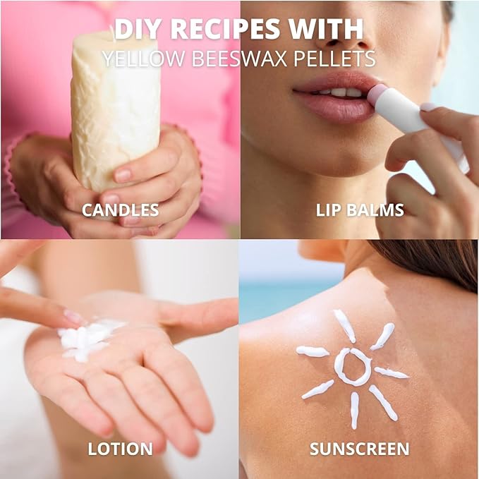 Yellow Beeswax Pellets 5lb, 100% Pure, Natural, Cosmetic Grade, Organic, Bees Wax Pastilles, Triple Filtered, Great For Candle Making, Soaps, Food Wraps, DIY Lip Balms, Sunscreen By White Naturals-BrightBean Baby