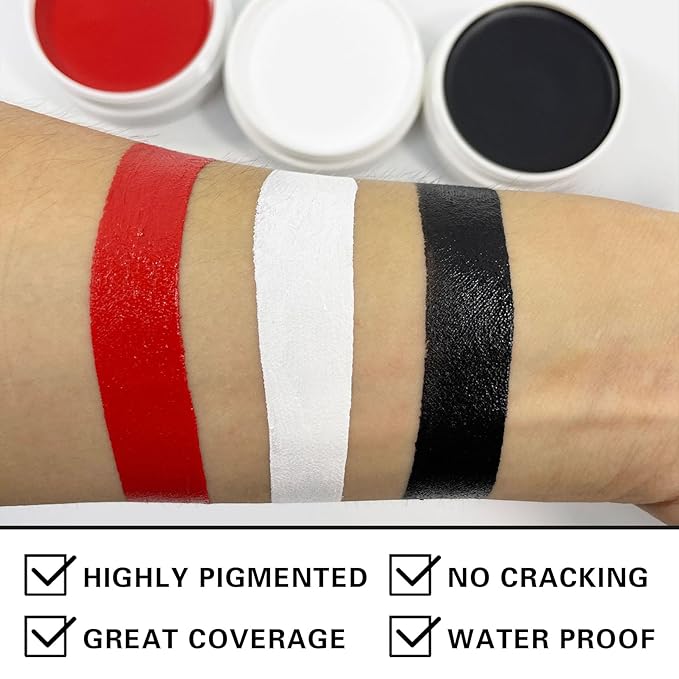 White Face Body Paint Halloween Cosplay Clown Zombie Costume Sfx Makeup Professional Oil Based Cream Face Paint Palette for Adults and Kids-BrightBean Baby