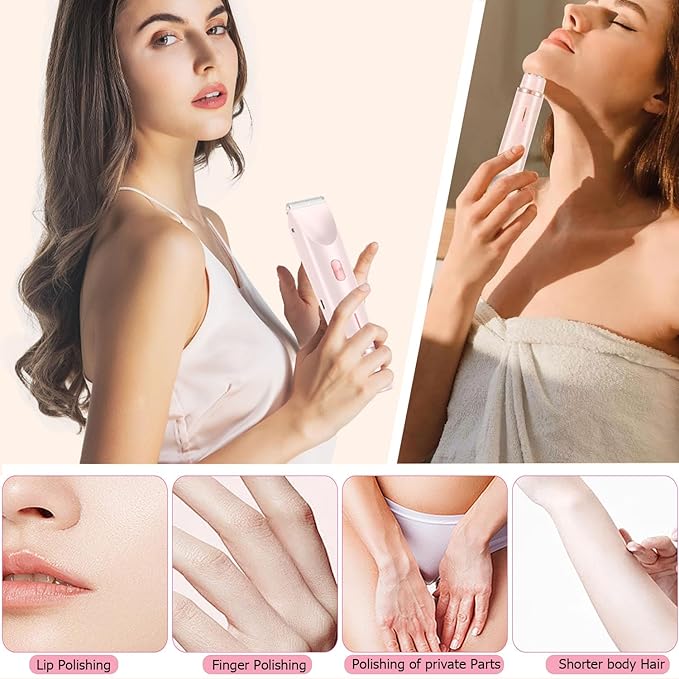 Bikini Trimmer for Women, Waterproof Bikini Shaver with Dual Head Design, Cordless Rechargeable Shaver for Women Private Area, Gentle Wet & Dry Hair Removal for Bikini Line & Underarms-BrightBean Baby