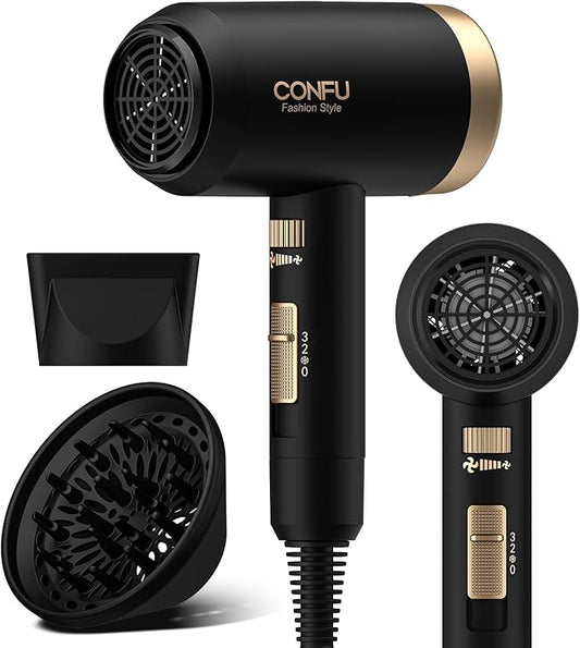Hair Dryer, CONFU Blow Dryer with Diffuser, 21000PRM Professional Hairdryer, Portable Lightweight Fast Drying Negative Ionic Blow Dryer, Hair Diffuser for Curly Hair for Home Travel-BrightBean Baby