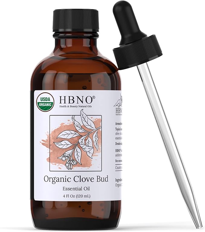 HBNO Organic Clove Bud Essential Oil - 4 oz (120ml) - USDA Certified Organic Clove Bud Essential Oil, Soap Making, DIY, Fragrances, Diffuser-BrightBean Baby