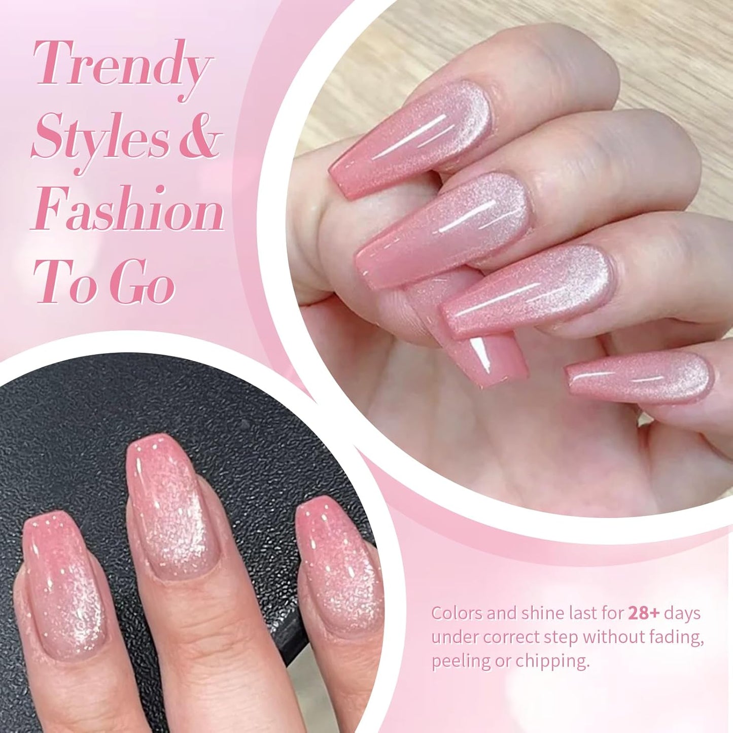 BORN PRETTY Cat Magnetic Eye Gel Nail Polish,Pink Myrtle Glitter Cat Magnetic Gel Nail Polish, Holographic Magnetic Nail Polish for Nail Art Manicure Salon DIY at Home 15ML-BrightBean Baby