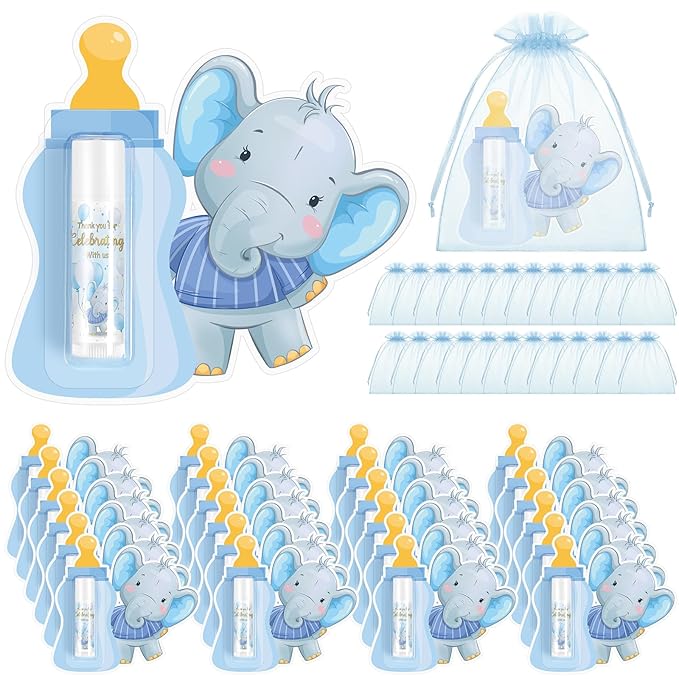 24 Set Baby Shower Lip Balm Bulk Baby Shower Party Favors Baby Shower Gifts for Guests Elephant Themed Decorations Natural Flavored Lip Moisturizer Lip Care Products for Girls Women Kids-BrightBean Baby