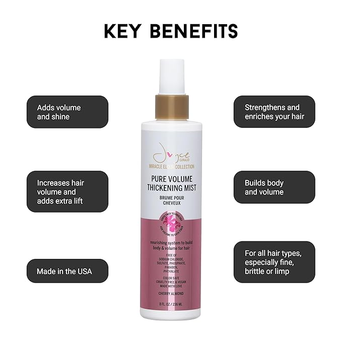 Joyce Giraud Volumizing & Thickening Mist, Adds Body & Fullness, Cherry Almond Scent, 8 Fl. Oz-BrightBean Baby