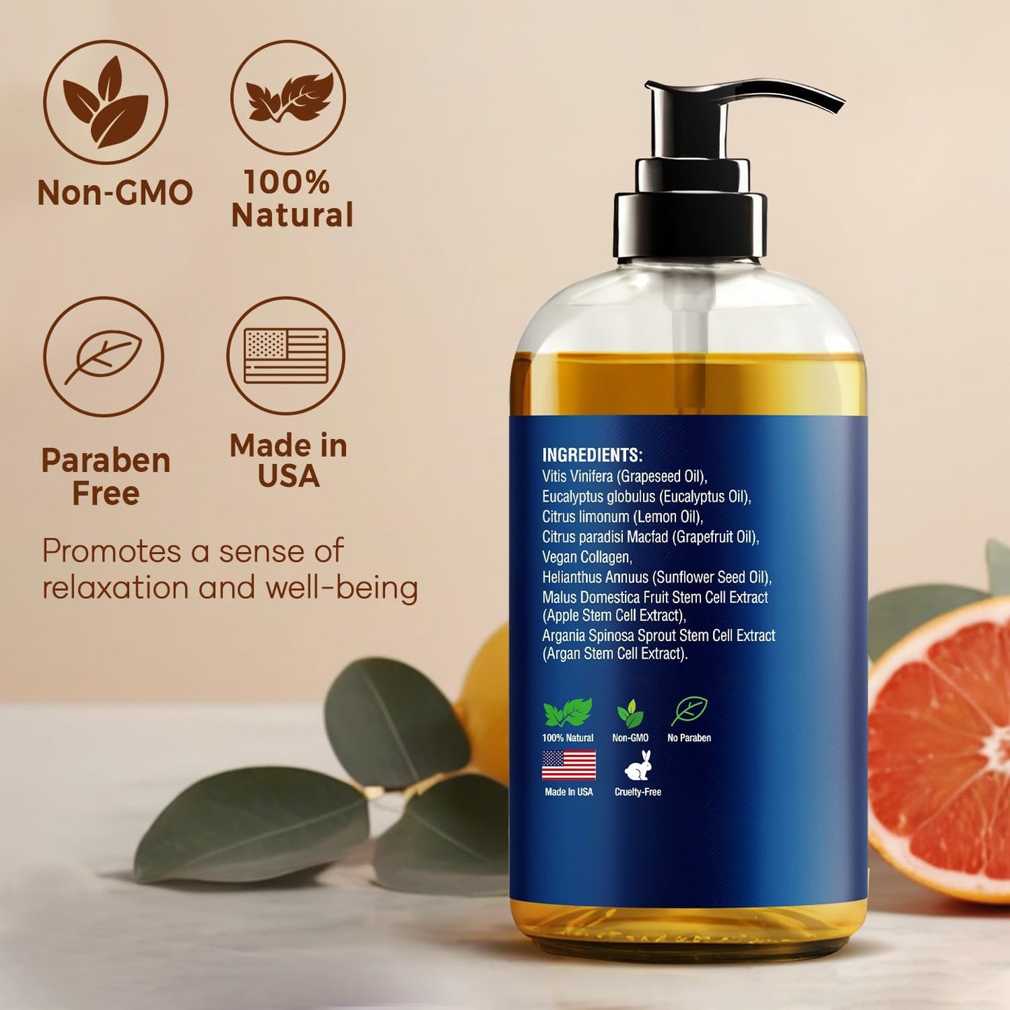 Anti-Cellulite Massage Oil for Massage Therapy 8 fl oz - Refreshing and Relaxing - Natural Oils with Vegan Collagen and Stem Cells - for Men and Women - Nexon Botanics-BrightBean Baby