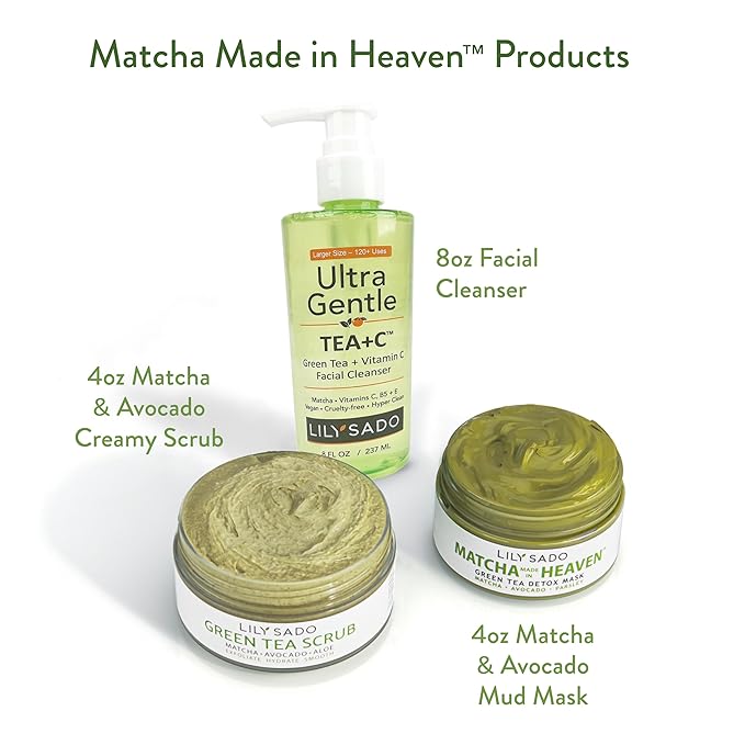 LILY SADO MATCHA MADE IN HEAVEN™ Sugar Facial Scrub - Best Daily Facial Exfoliating Cleanser for Women & Men - Vegan Face Wash Exfoliates Skin, Treats Acne, Reduces Pore Size - 4 oz-BrightBean Baby
