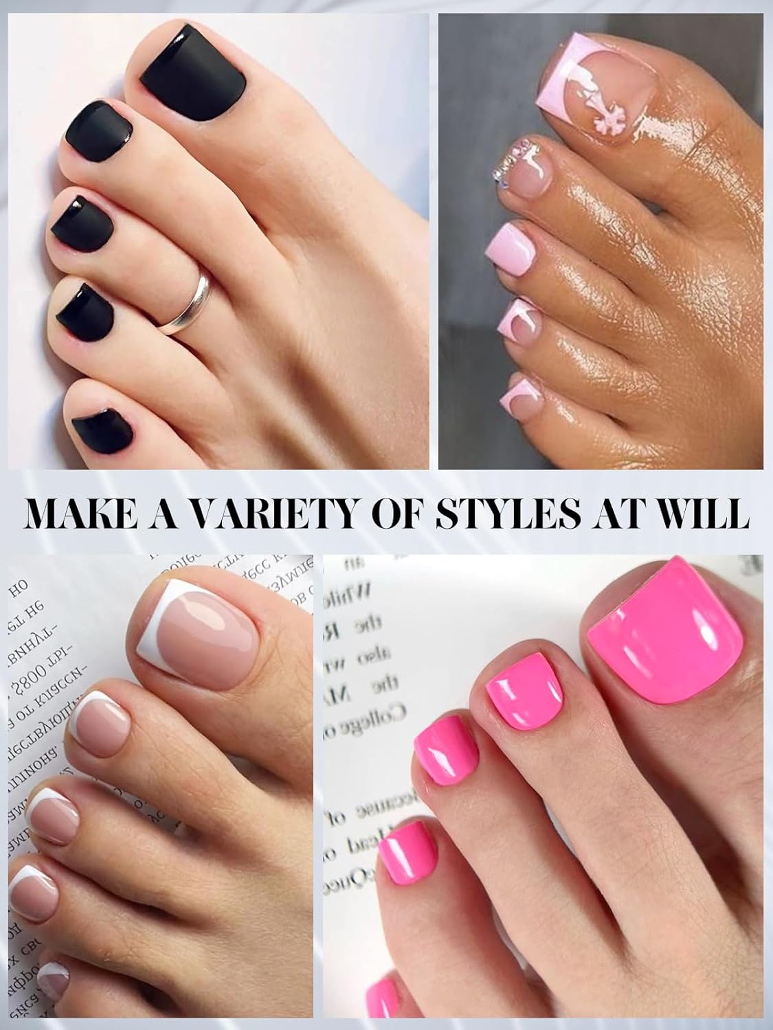 EBANKU Toe Dual Forms for Poly Gel, 150PCS French Nail Forms for Toes, Clear Poly Gel Toenails Molds for DIY Pedi Toenail Extension Kit for Salon-Quality Manicures at Home, 15 Sizes-BrightBean Baby