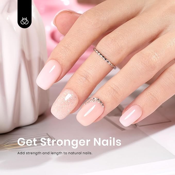 Beetles Builder Gel for Nails, 7 in 1 Builder Nail Gel Nude Jelly Beige Color Building Nail Apex & Nail Extension Strengthener Thin Nails DIY Nail Art Design for Beginner Women-BrightBean Baby
