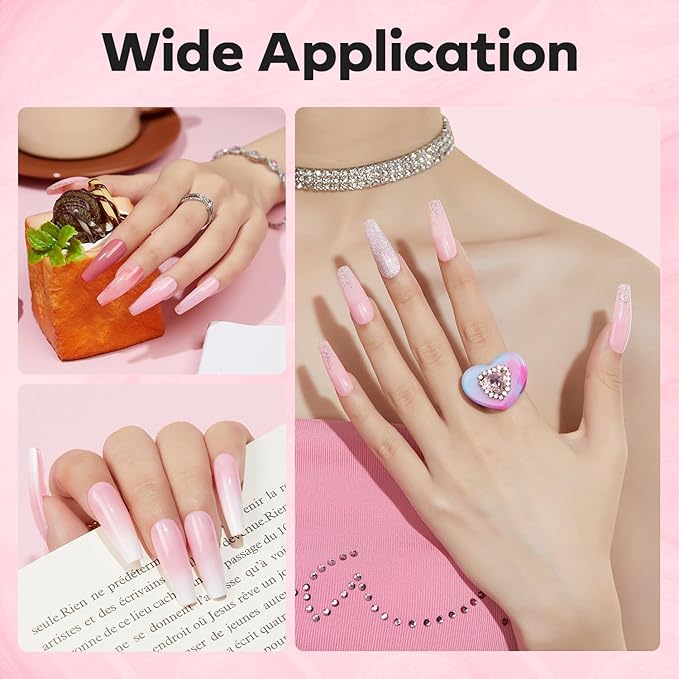 modelones Builder Nail Gel, 8-in-One Pink Builder for Nail Thickening, U/V LED Lamp Cured Hard Color Base Extension Rhinestone Tips Glue Gel Polish in a Bottle for DIY Home Manicure Women-BrightBean Baby