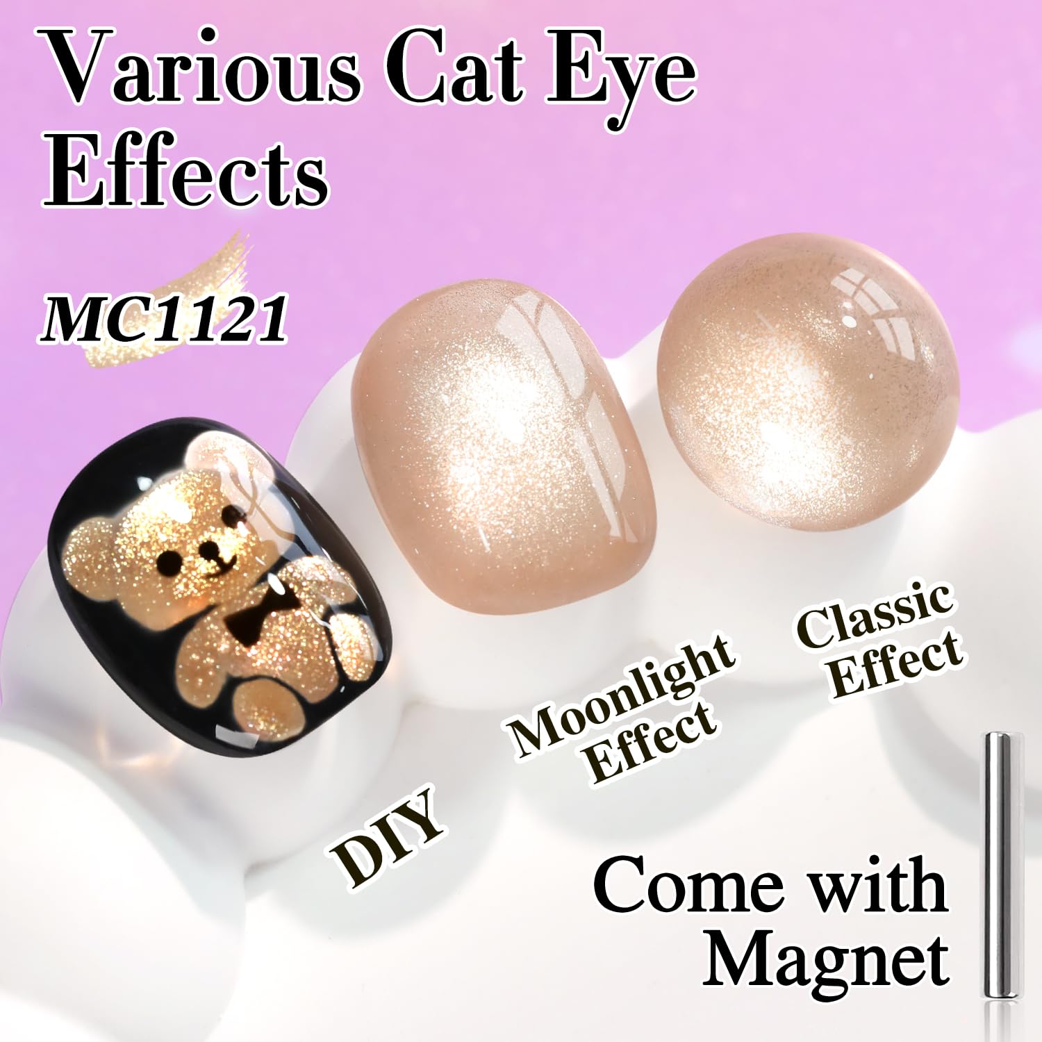 Double Rhythm Cat Eye Gel Polish with Magnet 15ML Ice Glass Holographic Glitter Shimmer Translucent Sheer Color Salon Soak Off Magnetic at Home (Milky Nude-MC1121)-BrightBean Baby