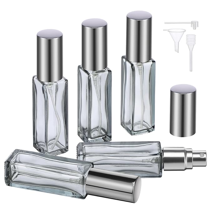 Segbeauty Travel Perfume Bottle Refillable, Empty Mini Portable Perfume Atomizer with Funnel, 5 Set of 10ML Glass Spray Bottle Fine Mist Leak-proof Sprayer Travel Sample Bottles for Cologne Fragrance-BrightBean Baby