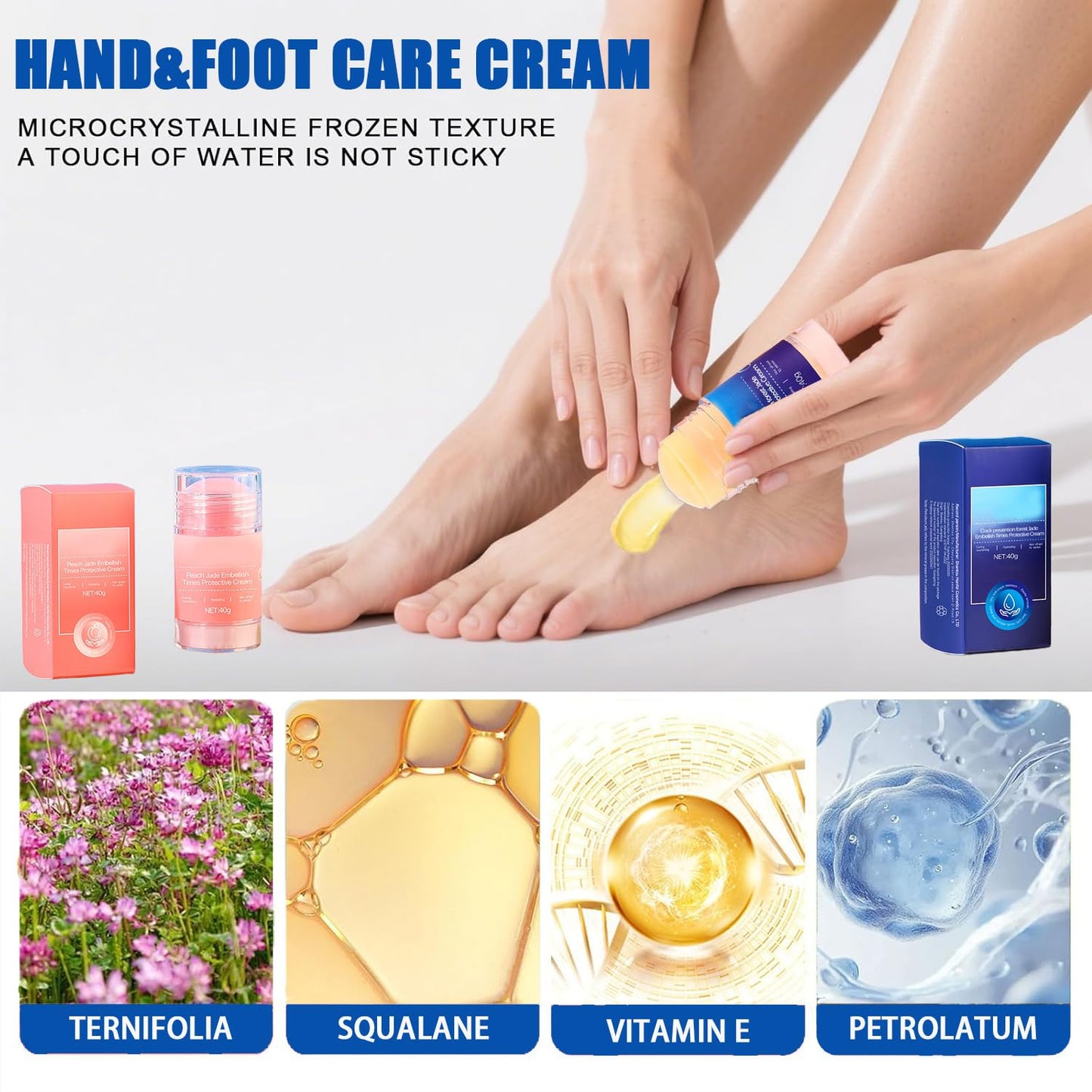 Crack Feet Prevention Stick,2pcs Anti Crack Foot Cream For Dry Heels,Moisturizing Foot Balm Stick for Women Men Dry Heels(Pink+Blue)-BrightBean Baby