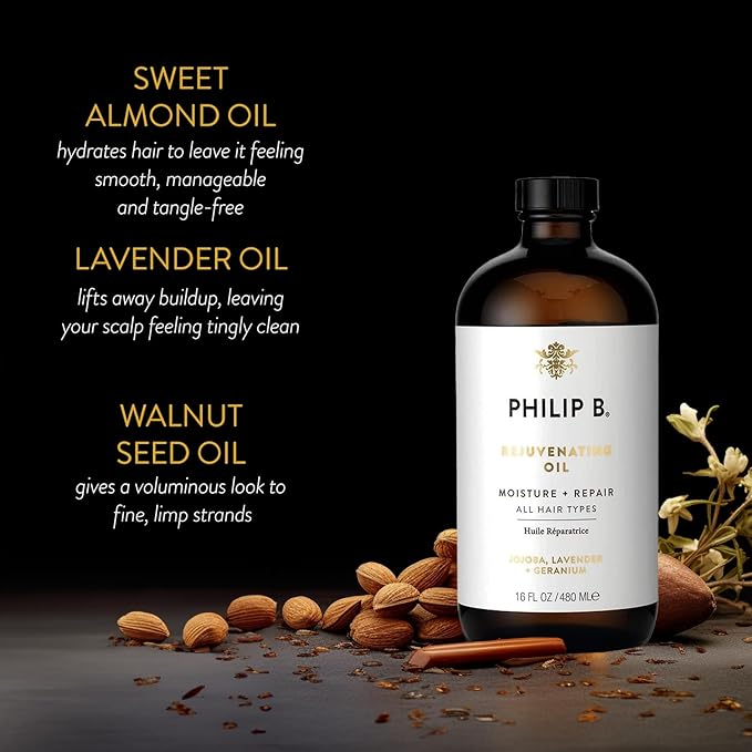 PHILIP B Rejuvenating Oil 16 oz. (480 ml) | Long-Term Hair Repair, Youthful Bounce, Strength and Shine-BrightBean Baby