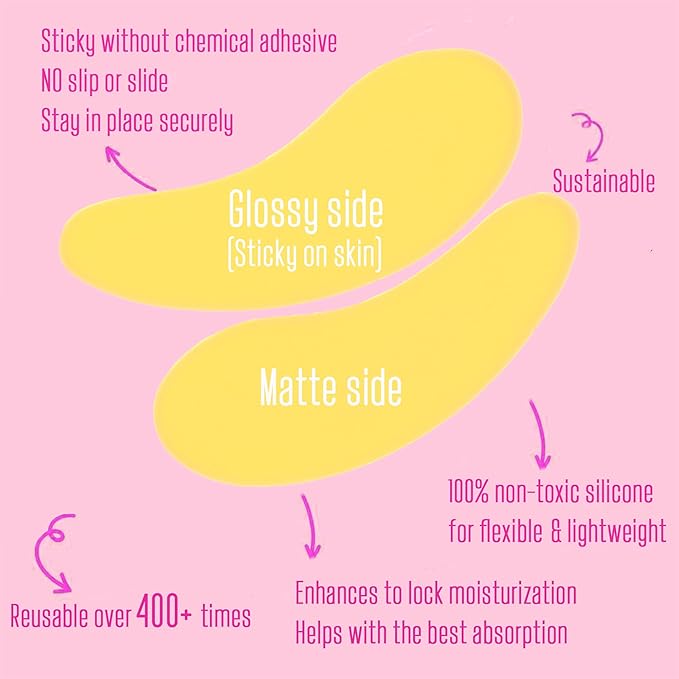 CCbeauty Reusable Under Eye Patches + Eye Cream Applicator Value Set | 100% Silicone Eye Gel Pads | Boost Hydration | Minimize Fine Lines + Wrinkles + Dark Circles | Storage Tin Included | Mango-BrightBean Baby