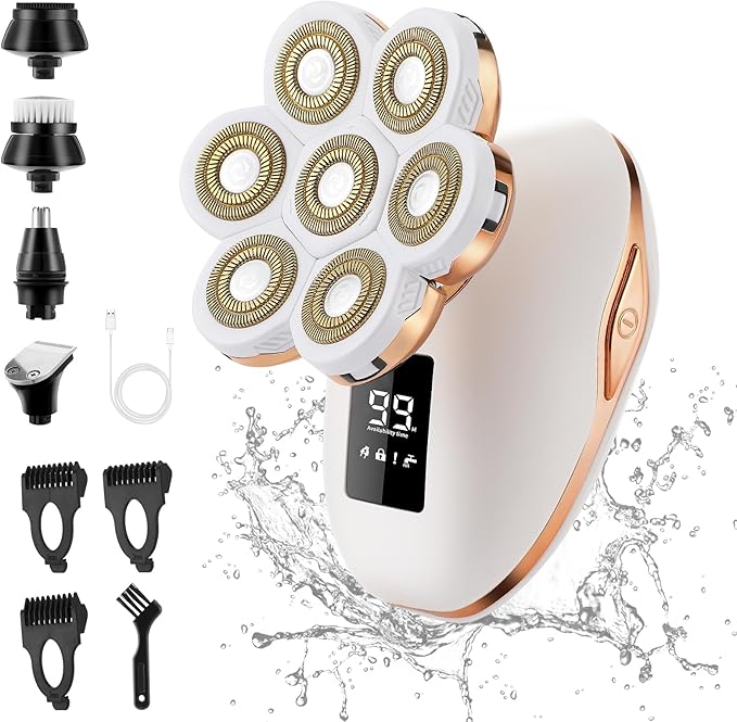 Electric Razors for Women, 7D Electric Shaver for Women, 5 in 1 Lady Shavers, Wet/Dry Bikini Trimmer, Rechargeable Facial Hair Removal, Painless Face Razor for Arms Legs Armpit Pubic Area-BrightBean Baby