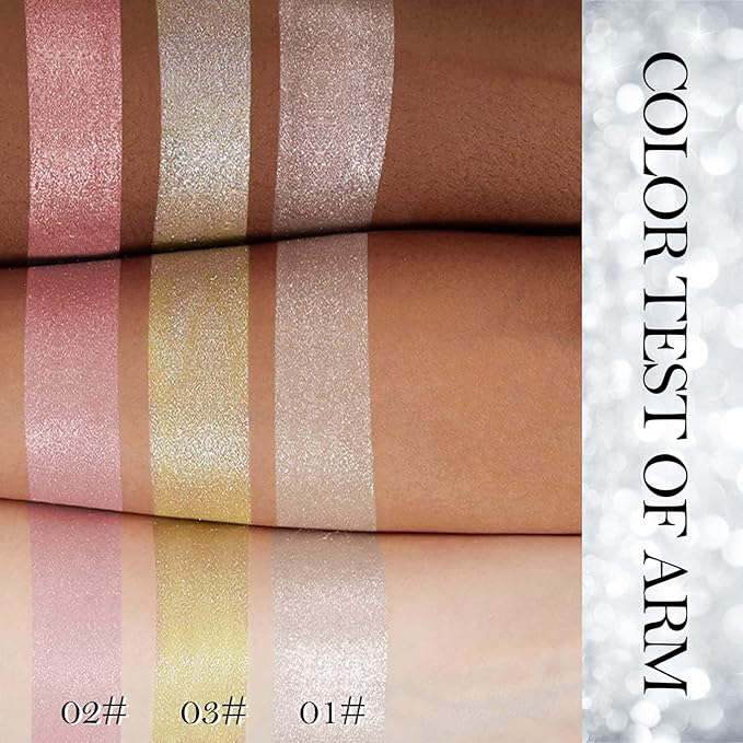 Erinde Champagne Gold Face Highlighter Makeup Palette, Shimmer Diamond Glitter Highlighter Powder for Face Body, Face Highlighters Makeup & luminizers Palette, Long-Lasting Lightweight, 03#-BrightBean Baby