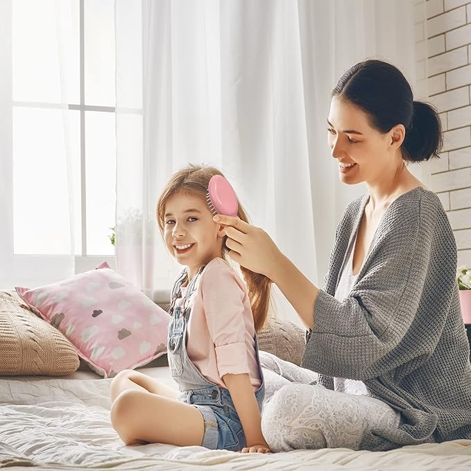 6 Pieces Mini Wet Hair Brush, Travel Detangling Brush, for Most Hair Types, with Ease Knots Without Tears or Breakage, Multicolor-BrightBean Baby