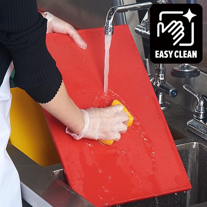 CURTA 2-Pack Red Cutting Boards for Kitchen, 24" x 18" x 0.5" Color Coded Plastic Chopping Board with Anti Slip Surface Dishwasher Safe
