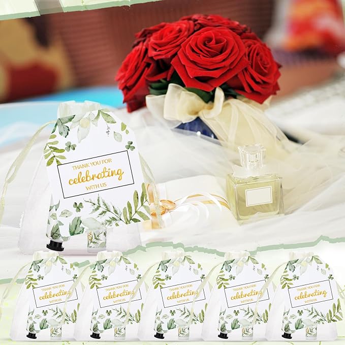 25 Set Wedding Lip Balms and Hand Cream Gift Set Include 25 Moisturizing Hand Care Cream 25 Lip Balms with Thank You Cards and Bags Bridesmaid Gift Set for Bridal Shower Wedding(Greenery)-BrightBean Baby