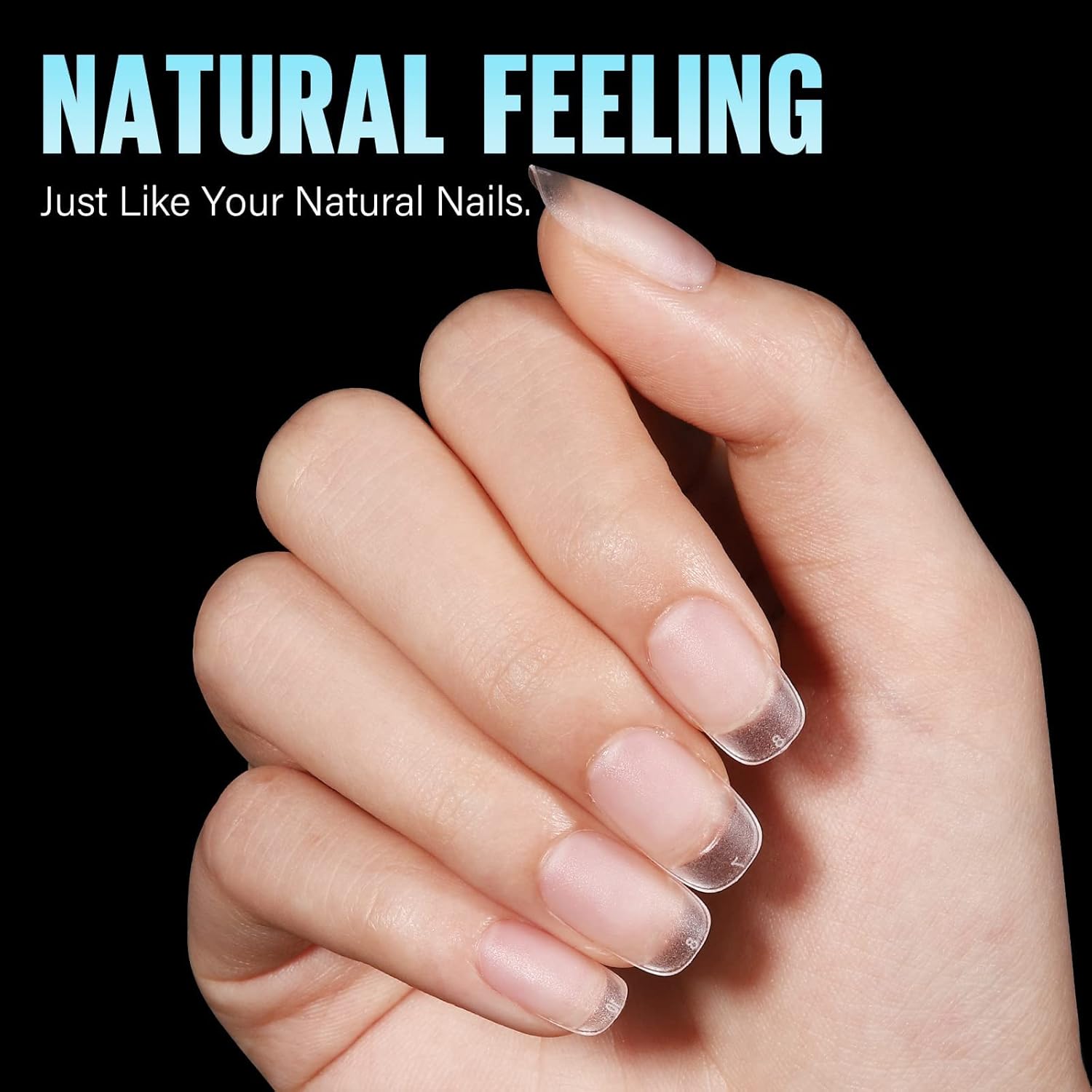 TOMICCA Short Oval Nail Tips, 240Pcs 15Sizes Double Sided Matte Nail Tips for Manicure, Acrylic Full Cover Fake False Press on Nails for Home DIY Art-BrightBean Baby