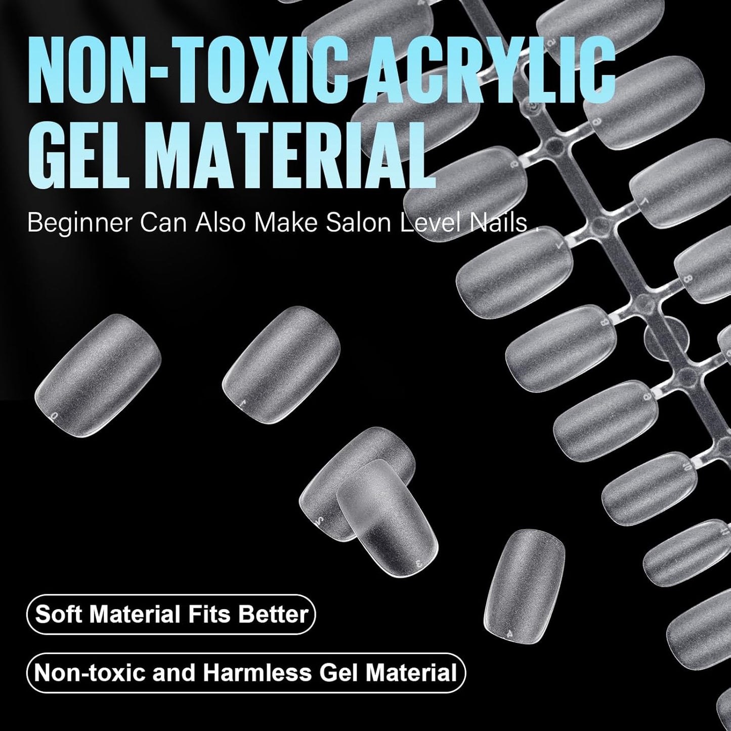 TOMICCA Short Oval Nail Tips, 240Pcs 15Sizes Double Sided Matte Nail Tips for Manicure, Acrylic Full Cover Fake False Press on Nails for Home DIY Art-BrightBean Baby