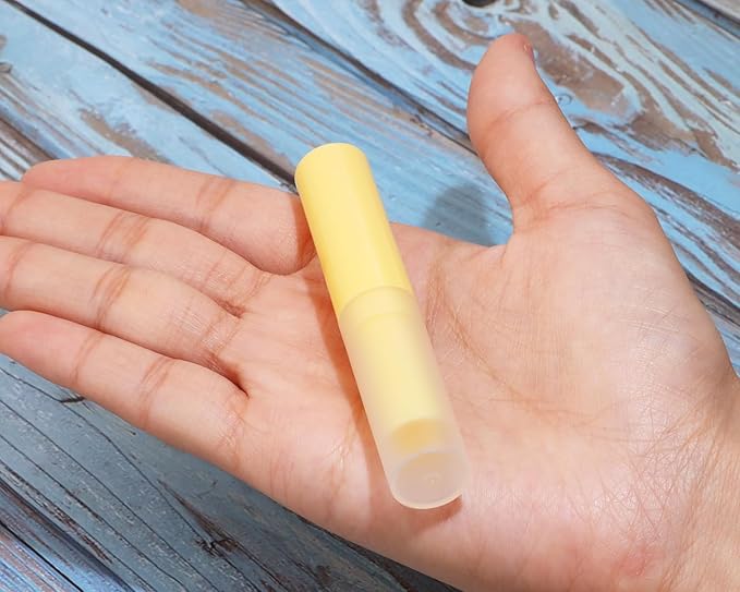 0.14oz Empty Flavored Lip Balm Container Tubes Plastic Homemade Moisturizing Lip Stick with Caps Bulk Fit for Women Adult DIY Making Supplies, 25 Count (Yellow)-BrightBean Baby