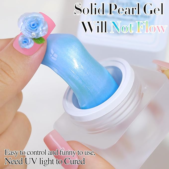 Double Rhythm 3D Nail Gel Pearl Solid Sculpting for Nail Art Non-Sticky Hard for Building Carving Molding Extension Soak Off UV/LED Salon Home DIY 0.5 Oz (Blue-Silk 09)-BrightBean Baby