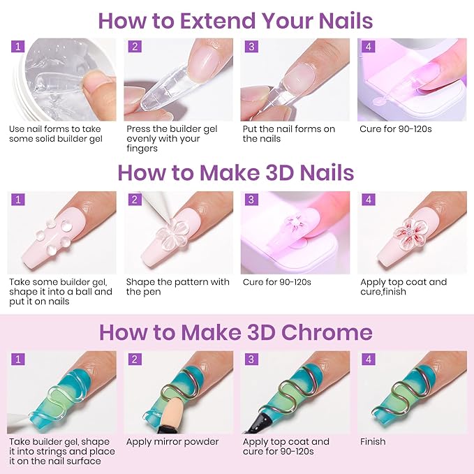 MIZHSE Solid Builder Gel for Nails, 60g Large Capacity Clear 3D Sculpting Gel for Nails Hard Gels Non-Sticky Hand Carving U V/LED Extension Gels with 3D Mold Nail Art Salon Home DIY-BrightBean Baby