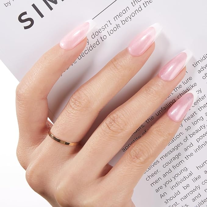 modelones Builder Nail Gel, 8-in-One Pink Shimmer Builder, Sparkle Glitter Pink Rubber Base Gel Polish LED Lamp Cured Hardener Color Base Strengthener Extension for Home DIY Salon Girls-BrightBean Baby