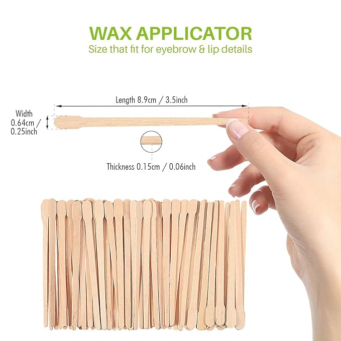 Mibly 250 Pcs Wooden Wax Sticks - Eyebrow, Lip, Nose Small Waxing Applicator Sticks for Hair Removal and Smooth Skin - Spa and Home Usage-BrightBean Baby