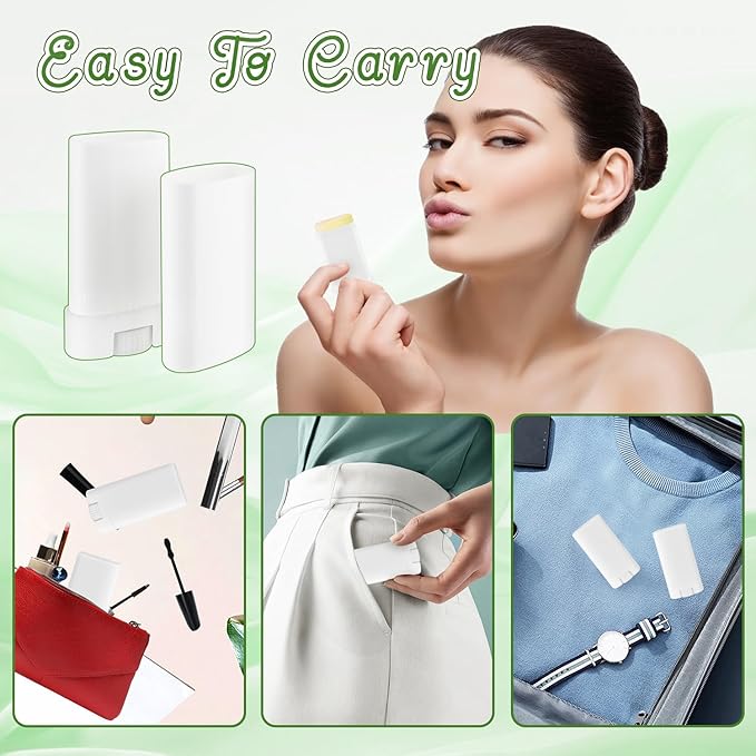 30 Pieces 15g/0.5oz White Oval Plastic Lip Balm Tubes,Empty Deodorant Bottles,Twist-Up Chap Stick Storage Containers for DIY Homemade Sunscreen Bar,Moisturizing Stick,Crayon-BrightBean Baby