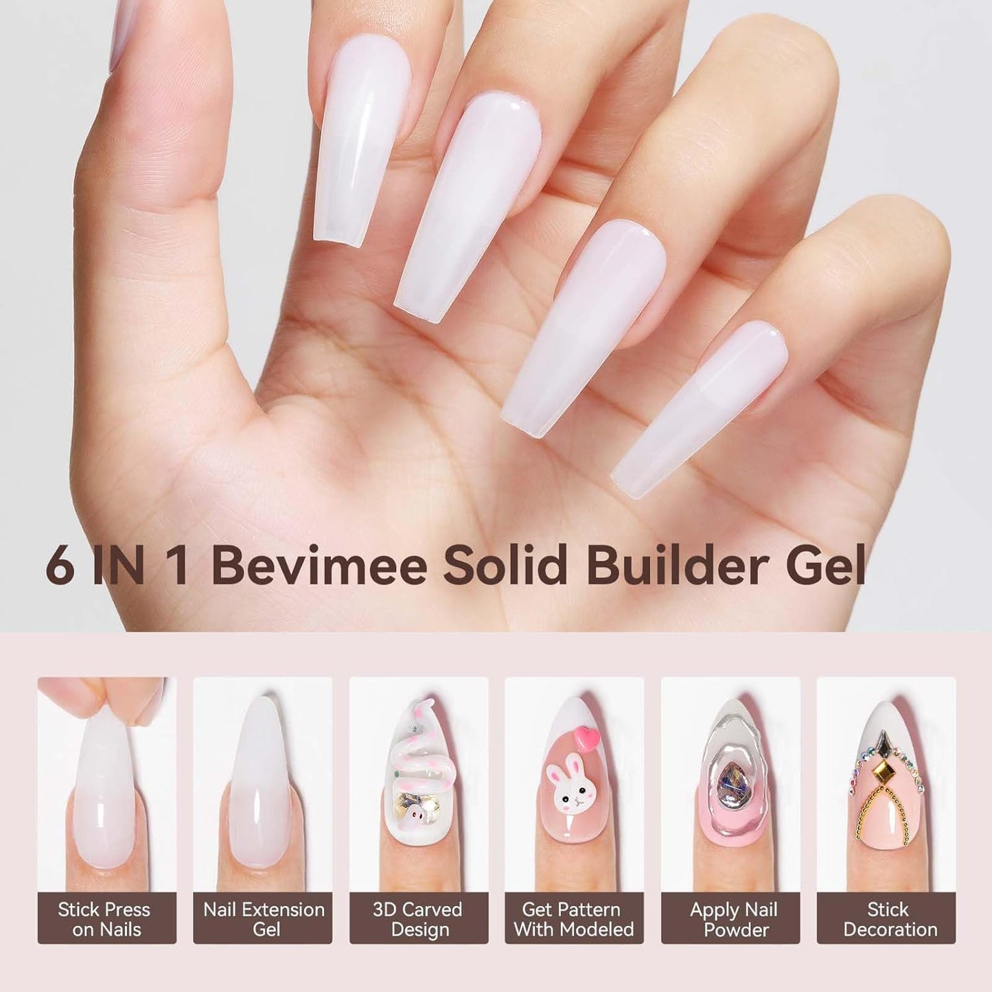 Solid Builder Gel For Nails, White 3D Nail Gel Art Hard Gel For Nails, 18g Non-Sticky Hand Molding Carving Gel For Nail Sculpting Extension Gel, Salon DIY At Home-BrightBean Baby