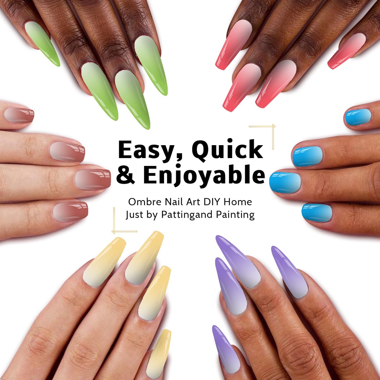 Sponge Pat Paint Nail Gel, Ombre Nails Gradient Gel Nail Blush Blooming Aura Nails Drawing Stripper Floral Painting DIY Nail Art, No Wipe, UV/LED Curing (16 Colors B)-BrightBean Baby