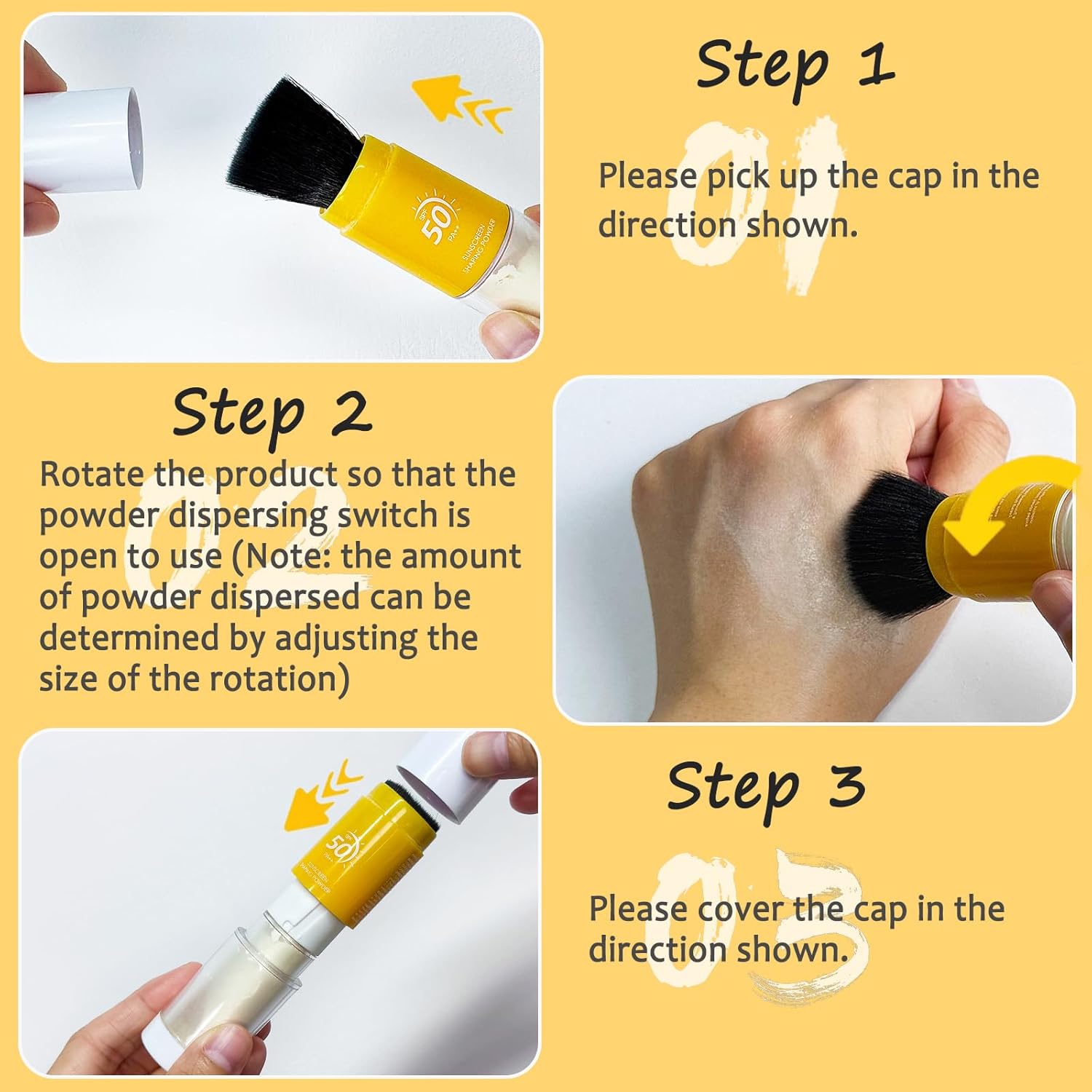 Mineral Sunscreen Setting Powder SPF 50, Sunscreen Powder for Face & Scalp, TranslucentSunscreenPowder with Brush, Oil Control Natural Matte Finish LoosePowder, Lasting Lightweight Breathable-BrightBean Baby