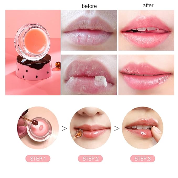 2Pcs Bee Lip Balm Honey Pot, Honey & Strawberry Lip Balm Moisturizing Lip Sleep Mask with Stick Hydrating & Prevention Dry and Cracked Lip Scrubs Exfoliator, Reduces Lip Lines-BrightBean Baby