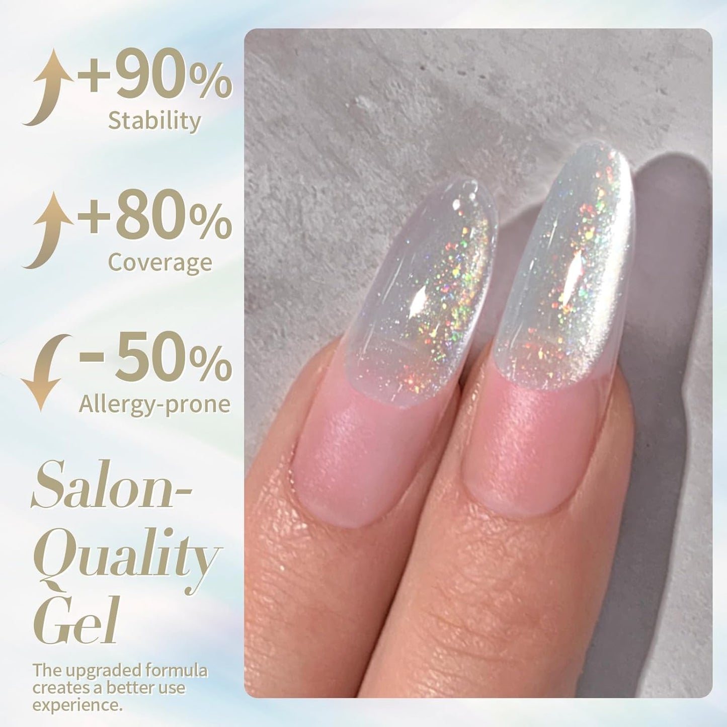 Born Pretty White Glitter Cat Magnetic Eye Gel Nail Polish, Holographic Glitter Iridescent Gel Nail Polish Soak Off Led Gel Nail Polish Nail Art Gel Manicure Salon DIY Gifts 15ML-BrightBean Baby