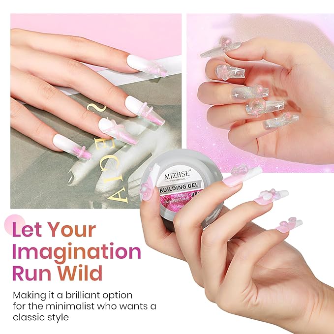 MIZHSE Solid Builder Gel for Nails, Mermaid Pearl 1oz Hard Gel Builder Non Sticky Nail Extension Gels Long Lasting Modeling Sculpture Nail Salon Art Home Use-BrightBean Baby