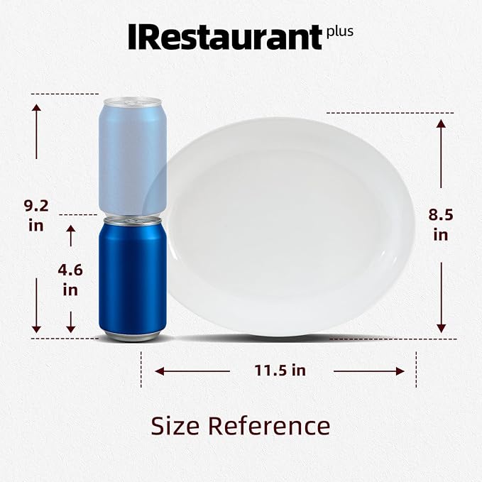 Stoneware Narrow Rim Commercial Grade Dinnerware,Bright White Oval Platter 11.5" x 8.5", Case of 12