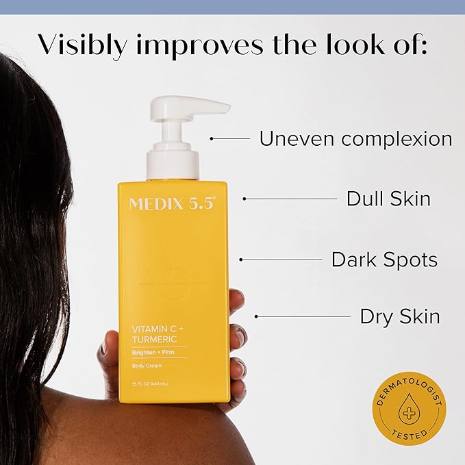 MEDIX 5.5 Vitamin C Cream Face Lotion & Body Lotion Moisturizer | Anti Aging Skin Care Firming & Brightening Cream Diminishes The Look Of Uneven Skin Tone, Age Spots, & Sun Damaged Dry Skin, 15 Fl Oz-BrightBean Baby