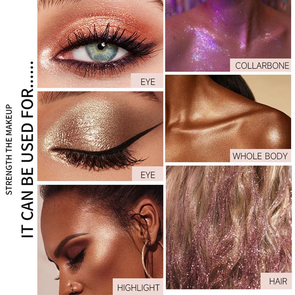 Monochrome Powder Eyeshadow Palette Makeup,Champagne Natural Neutral Single Shimmer Eye Shadow for Older Women,Sparkly Eye Finish,Long Lasting Naturing-Looking-BrightBean Baby