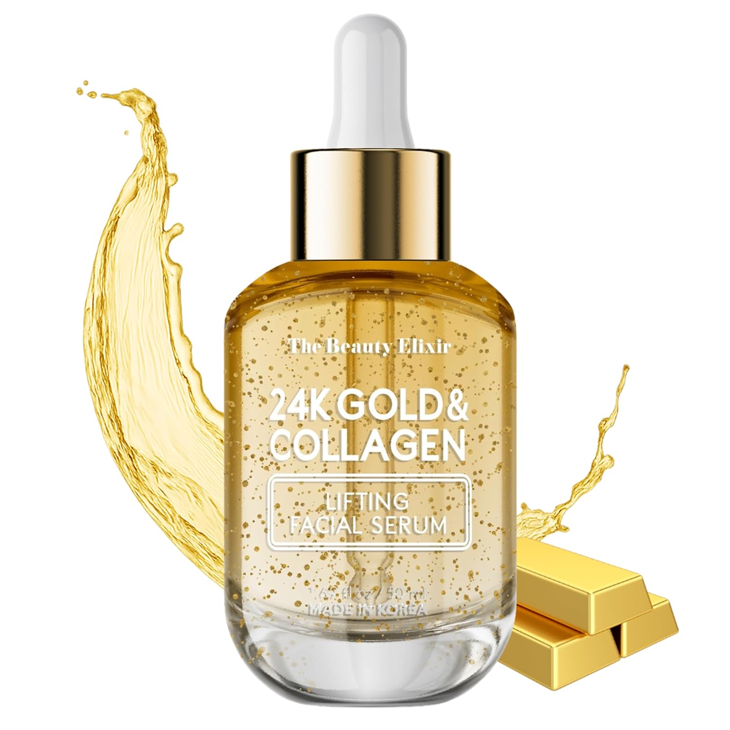 Collagen Serum For Face with 24k Gold - Dermatologist Tested - Anti Aging, Ultra Hydrating, Fine Lines & Wrinkle Treatment - Clean Beauty Korean Skin Care for All Skin Types - 1.69oz-BrightBean Baby