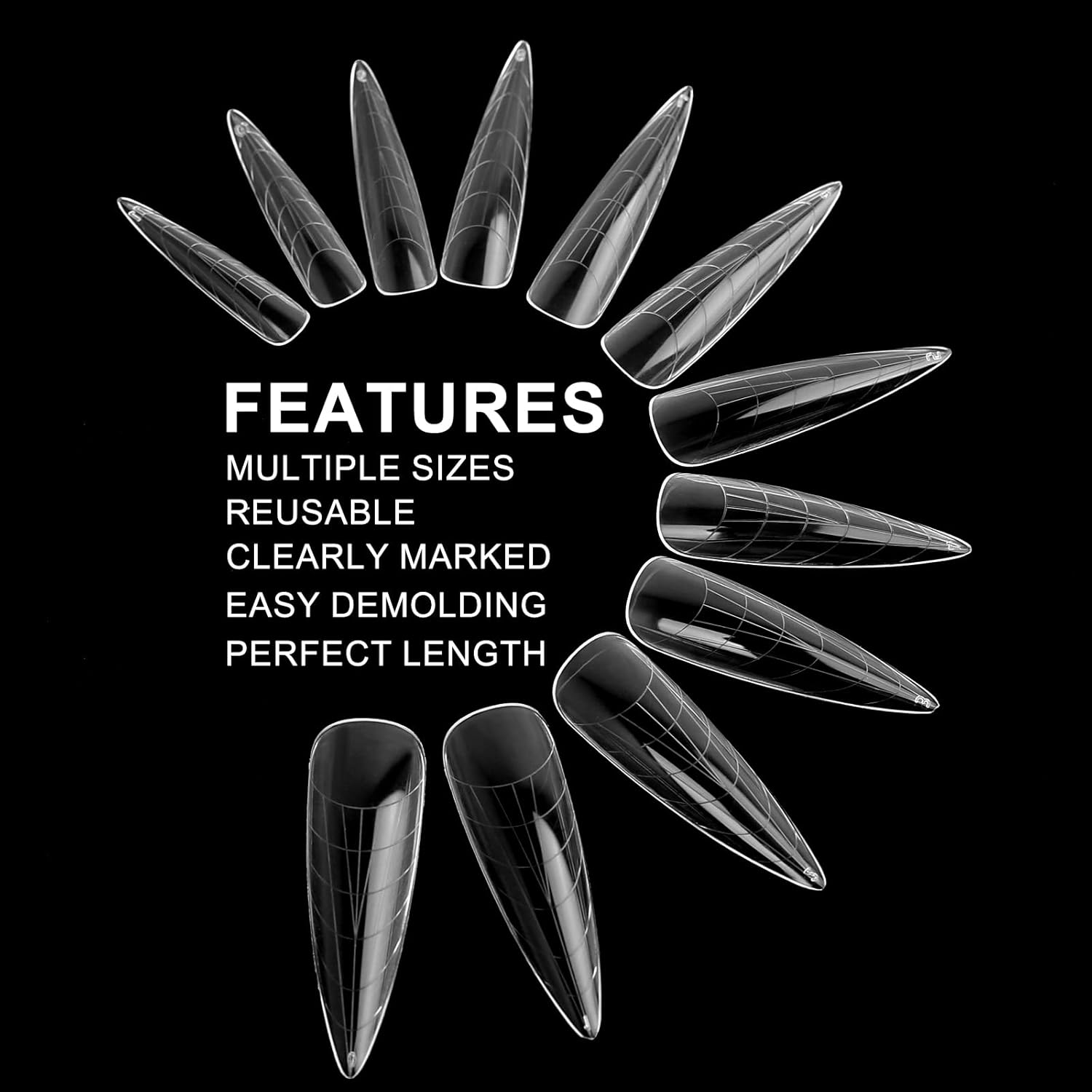 120Pcs Matte Dual Nail Forms,Long Almond Extension Poly Nail Gel Nail Forms Full Cover Nail Molds 12 Sizes for Solid Nail Gel Glue Nail Art Design Salon&DIY-BrightBean Baby