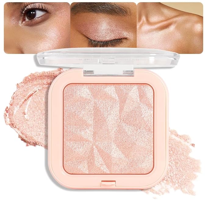evpct Nude Pink Face Highlighter Makeup Shimmer Glitter Diamond Sparkly Highlighters Makeup Palette Powder for Face Body Cheek Skin iluminadores iluminador de jos maquillaje luminizers E04-BrightBean Baby