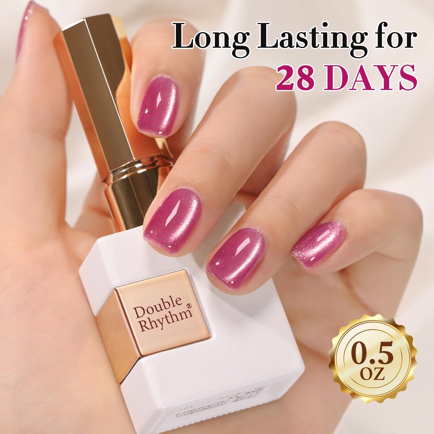 Double Rhythm Cat Eye Gel Polish with Magnet 15ML Holographic Glitter Shimmer Translucent Sheer Color Jelly Glass Magnetic Gel Polish Salon DIY at Home (Purple Pink-MC1043)-BrightBean Baby