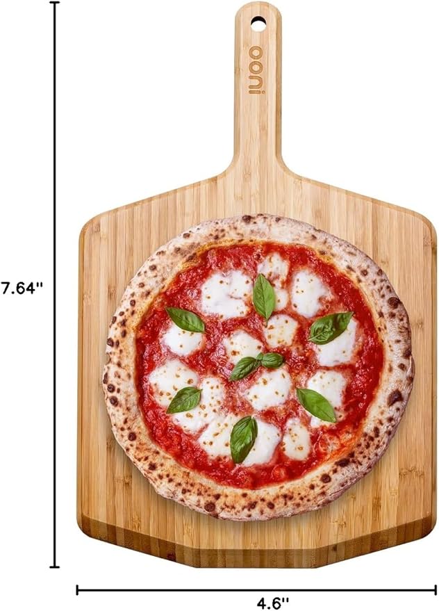 Ooni 12” Bamboo Wood Pizza Peel –12 Inch Pizza Spatula Paddle, Wooden Pizza Cutting Board, Pizza Oven Accessories