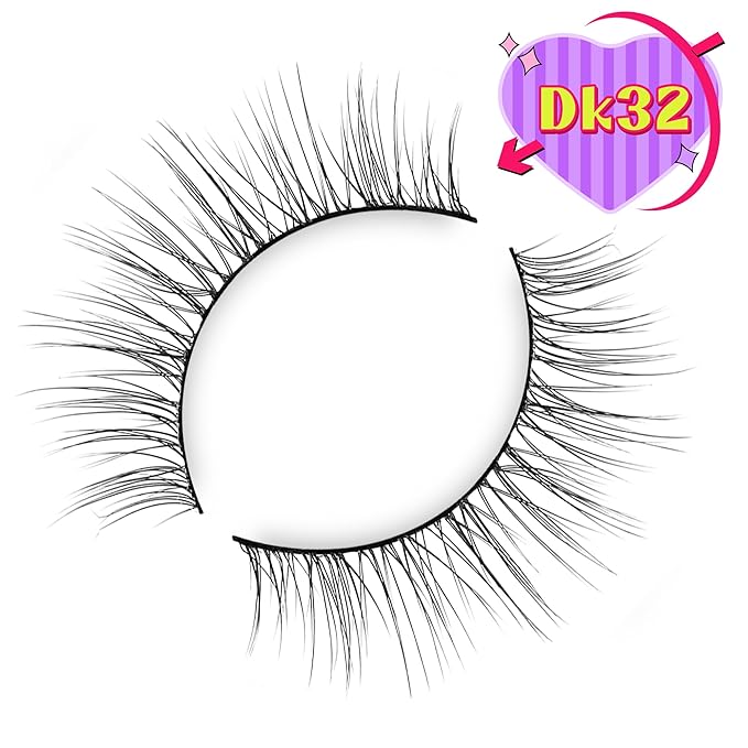 Onlyall Natural Lashes Wispy Lashes Natural Look False Eyelashes Natural Flared Eyelashes False Eye Lashes Soft Fluffy Lashes 7 Pairs DK32, Black-BrightBean Baby