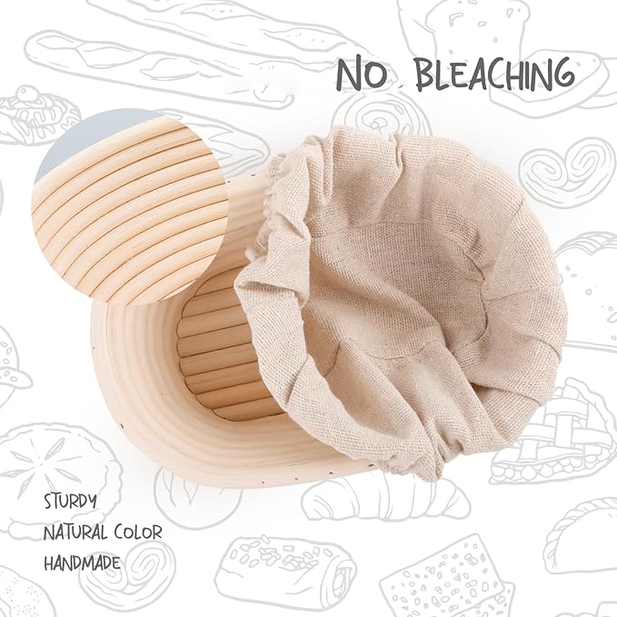 Mini Oval Proofing Set (6.5inch, set of 5), Sourdough Proofing Baskets Bread Dough Rising Bowls w/Liners for Home Sourdough Bakers Baking