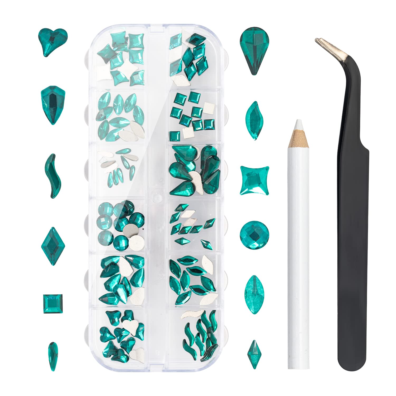 Flatback Crystal Rhinestones - 120 Pcs Multi Shapes Glass Nail Art Decorations for Acrylic Nails DIY Design-BrightBean Baby